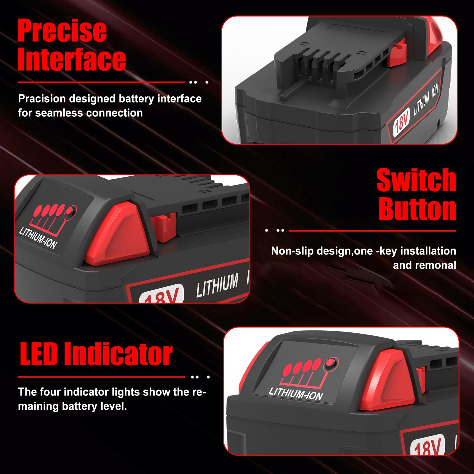 Energup 2X 18V 5.5Ah Batterie de Remplacement pour Milwaukee M18 Batterie 18V 48-11-1850 48-11-1860 48-11-1820 48-11-1830 avec Indicateur LED