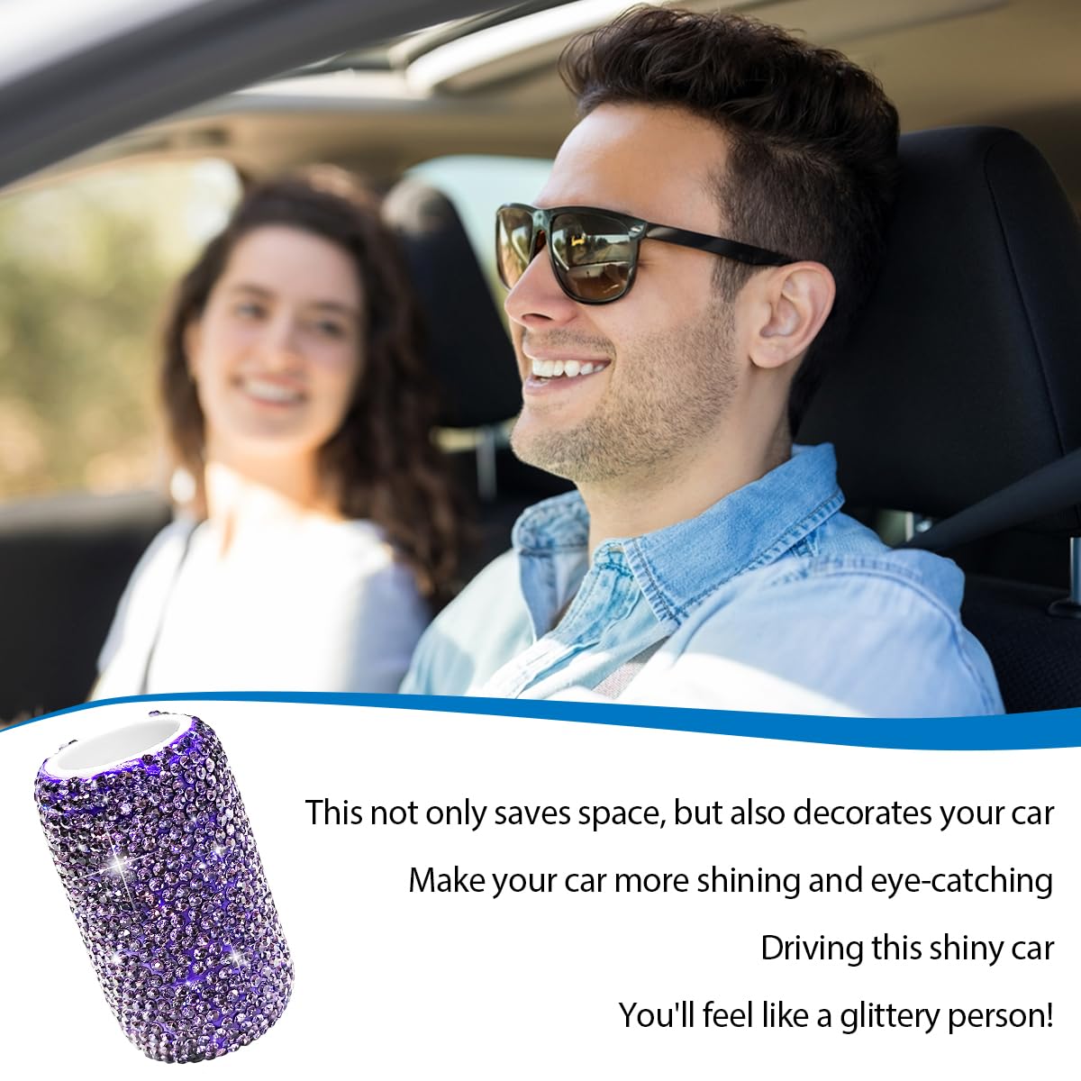 DXNQ Car Lipstick Holder – Bling Rhinestone Adhesive Mount For Lip Balm In Your Car - View #2