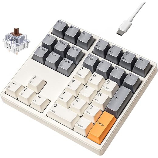 Mechanical Number Pad Wired USB 34 Keys Retro Beige