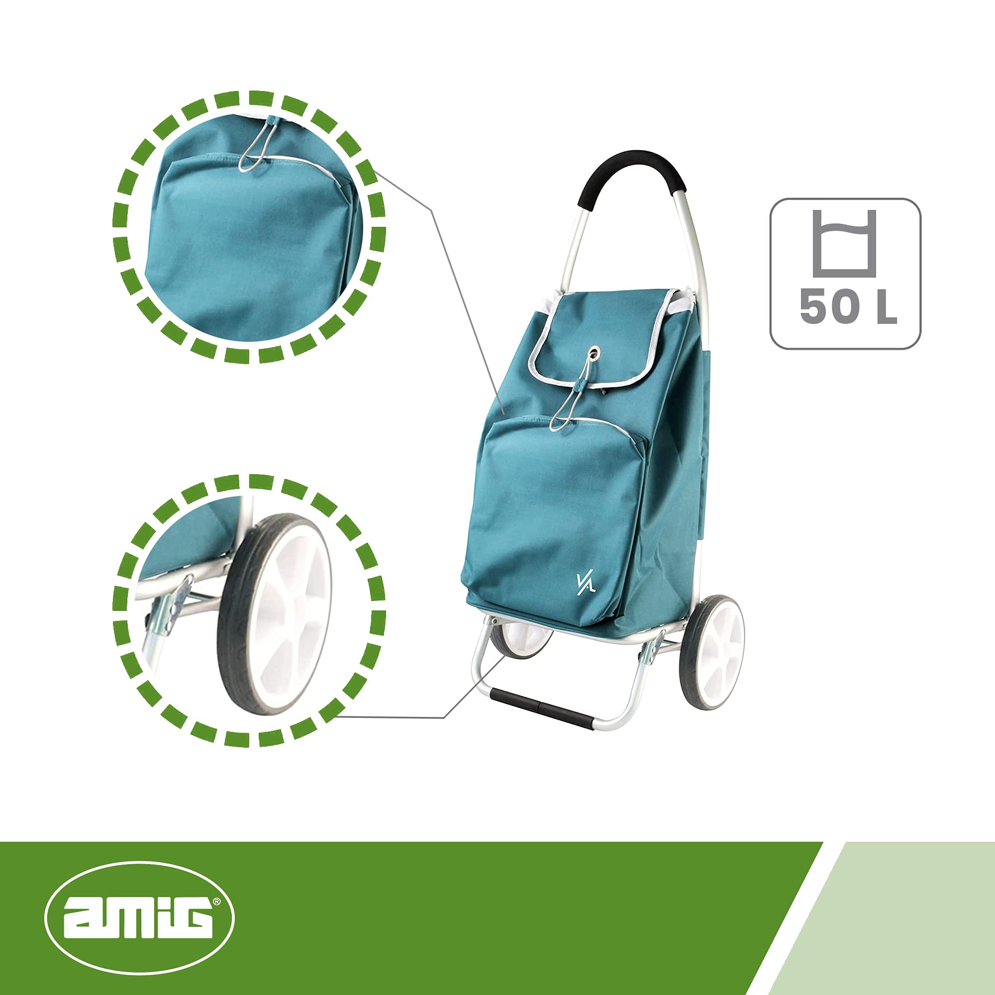 Collapsible Trolley Bags Folding Shopping Bag With Wheels Foldable Shopping Cart Reusable Shopping Bags Grocery Bags Shopping Trolley Bag On Wheels For Women (Black - View #6