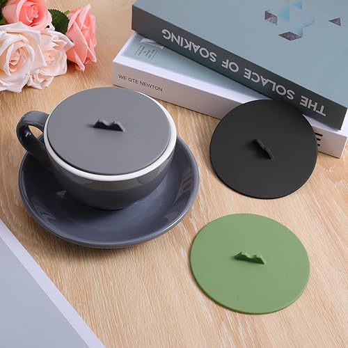 Miniatura 6 de Tapas de silicona para tazas, tapas de silicona reutilizables para tazas y tazas, tapas de grado alimenticio, antipolvo, herméticas, para remojar