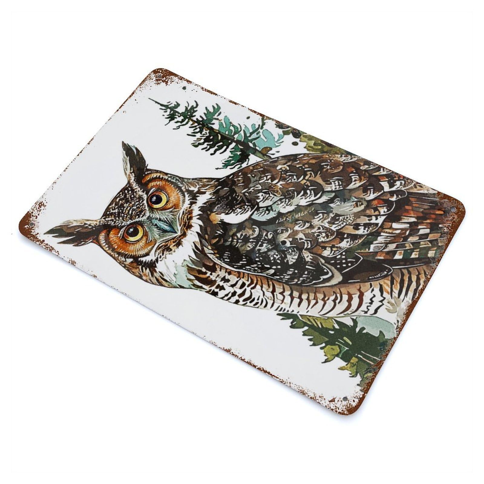 Owl Forest Vintage Rust Metal Sign 11.8"x7.9", Ideal for Basement, Hobby Room And Garage Decor