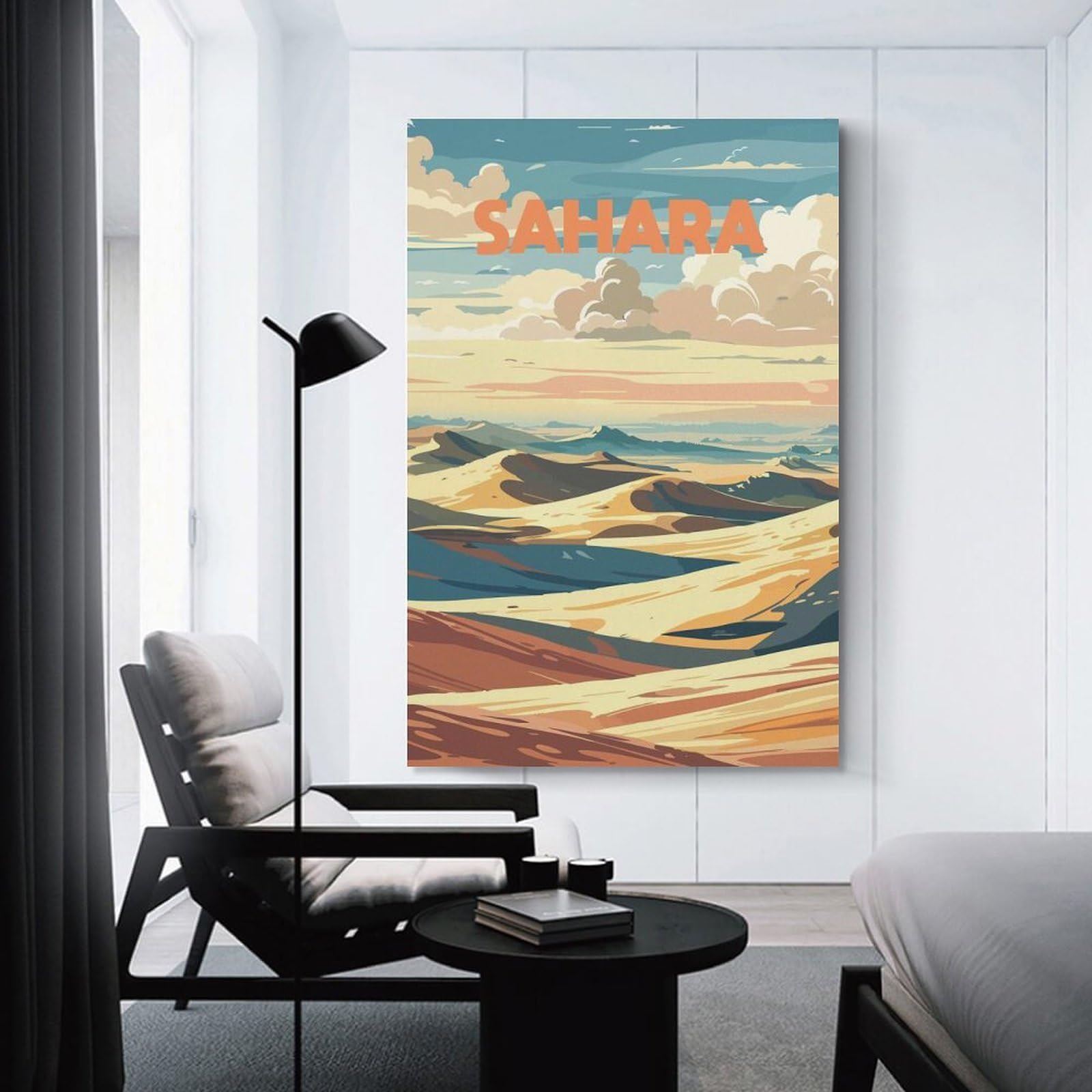 Junmoney Sahara Desert Landscape Art Room Decor Wall Art, 08x12inch(20x30cm), for Feature Walls in Flats Or Modern Rooms, Wall Decor Suited to Curated Displays