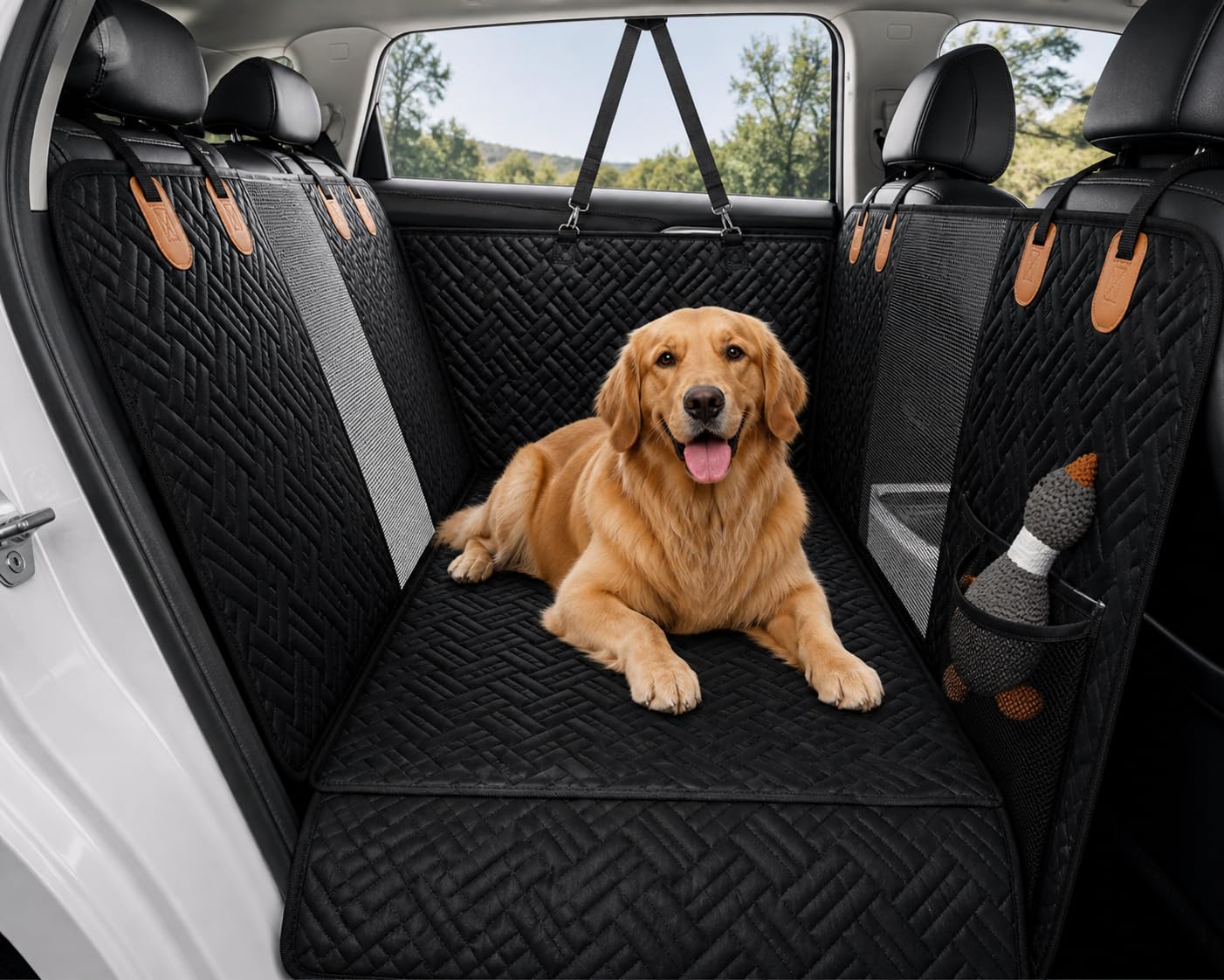 Copertura Impermeabile Premium per Sedile Auto Cani - Antiscivolo, Antigraffio, Oxford 600D, Protezione Completta per Auto, SUV e Furgoni - Facile da pulire, con Tasche e Cintura di Sicurezza Inclusa