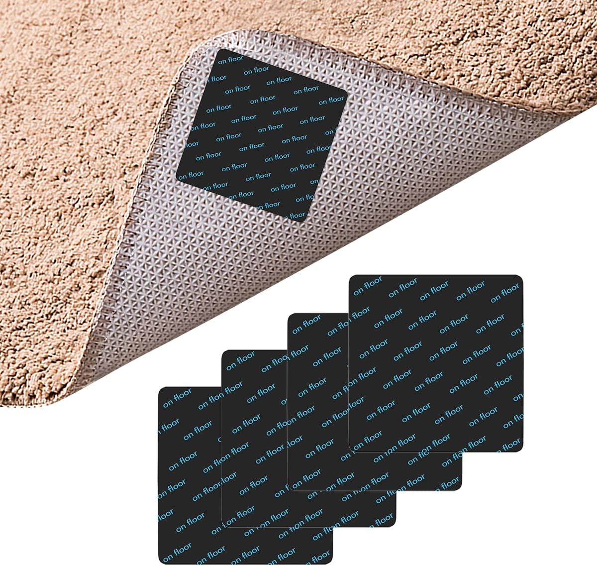 LICQIC Pack Of 4 Rug Grips, AntiSlip and Reusable Rug Grippers for