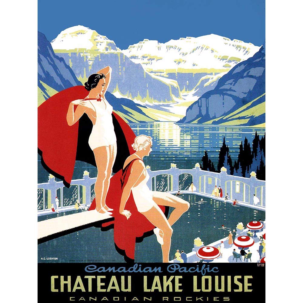 Wee Blue Coo Travel Tourism Chateau Lake Louise Rocky Mountains Canada Art Print Poster Wall Decor 12X16 Inch