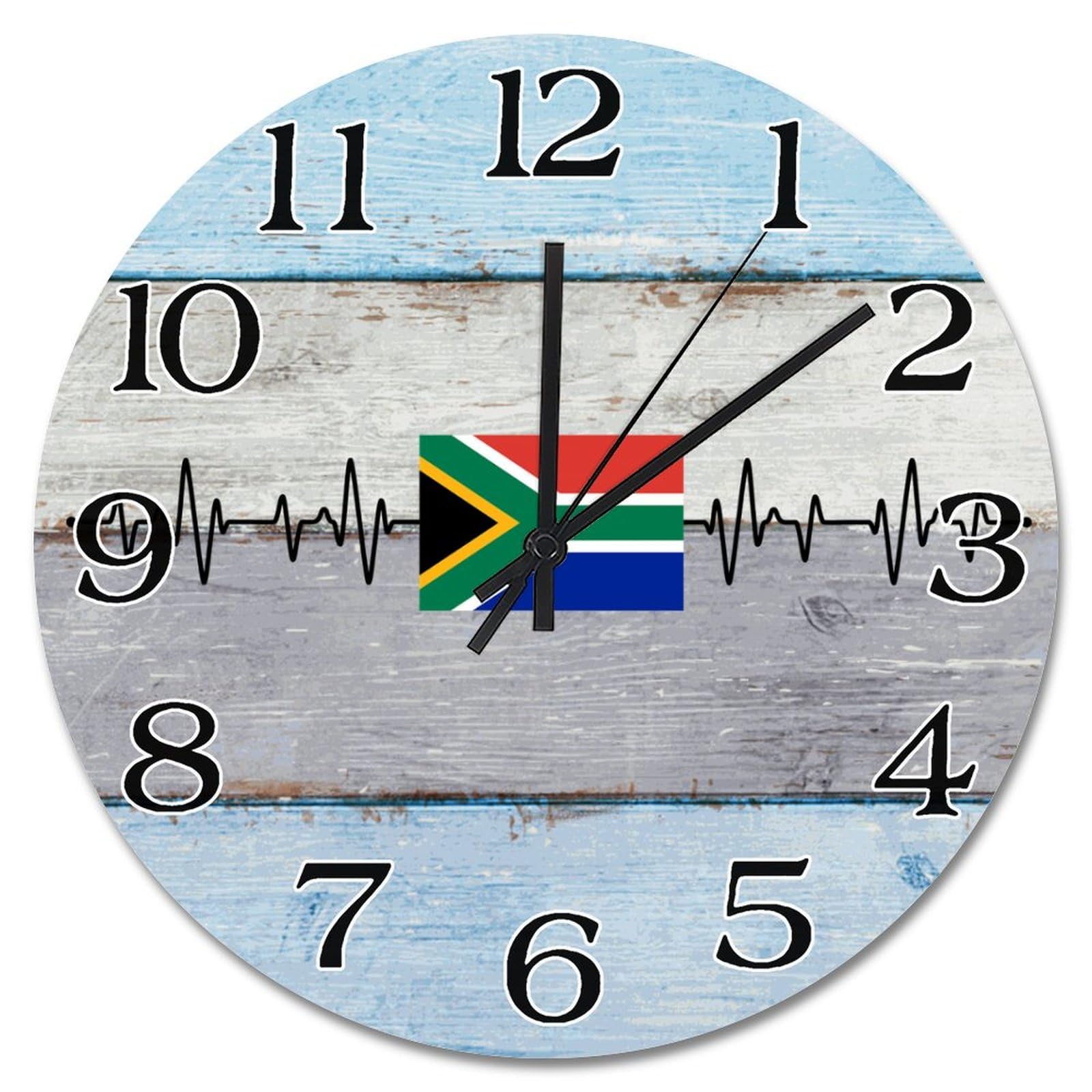 Horloge murale Afrique du Sud grand format 38cm bois deco cuisine bureau ecole