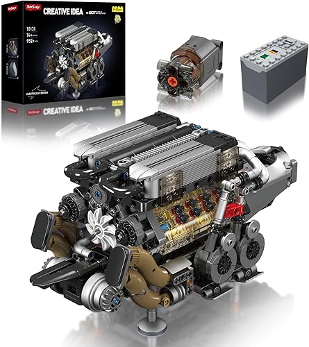 Sosuy Kit de motor motorizado W16 para adultos, hombres y adolescentes, accionamiento eléctrico, réplica de trabajo ultra realista, juego de hogar