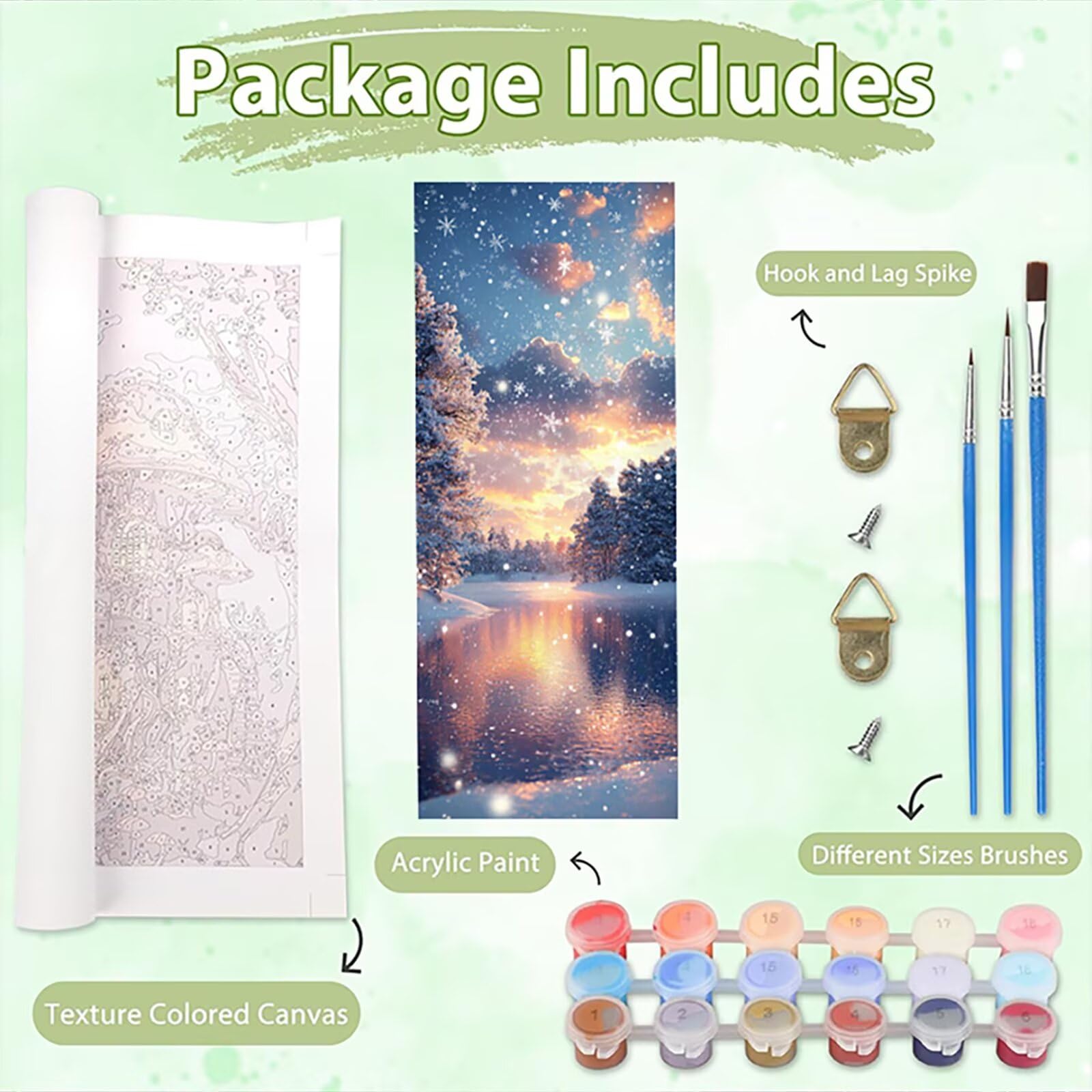 Malen Nach Zahlen 50x150cm Leinwand Aussicht Malen Nach Zahlen Erwachsene mit Ohne Rahmen, DIY Kreativ Set für Erwachsene mit Pinseln und Acrylfarbe, Zimmer Deko Winter Landschaft Geschenk, P0M-929