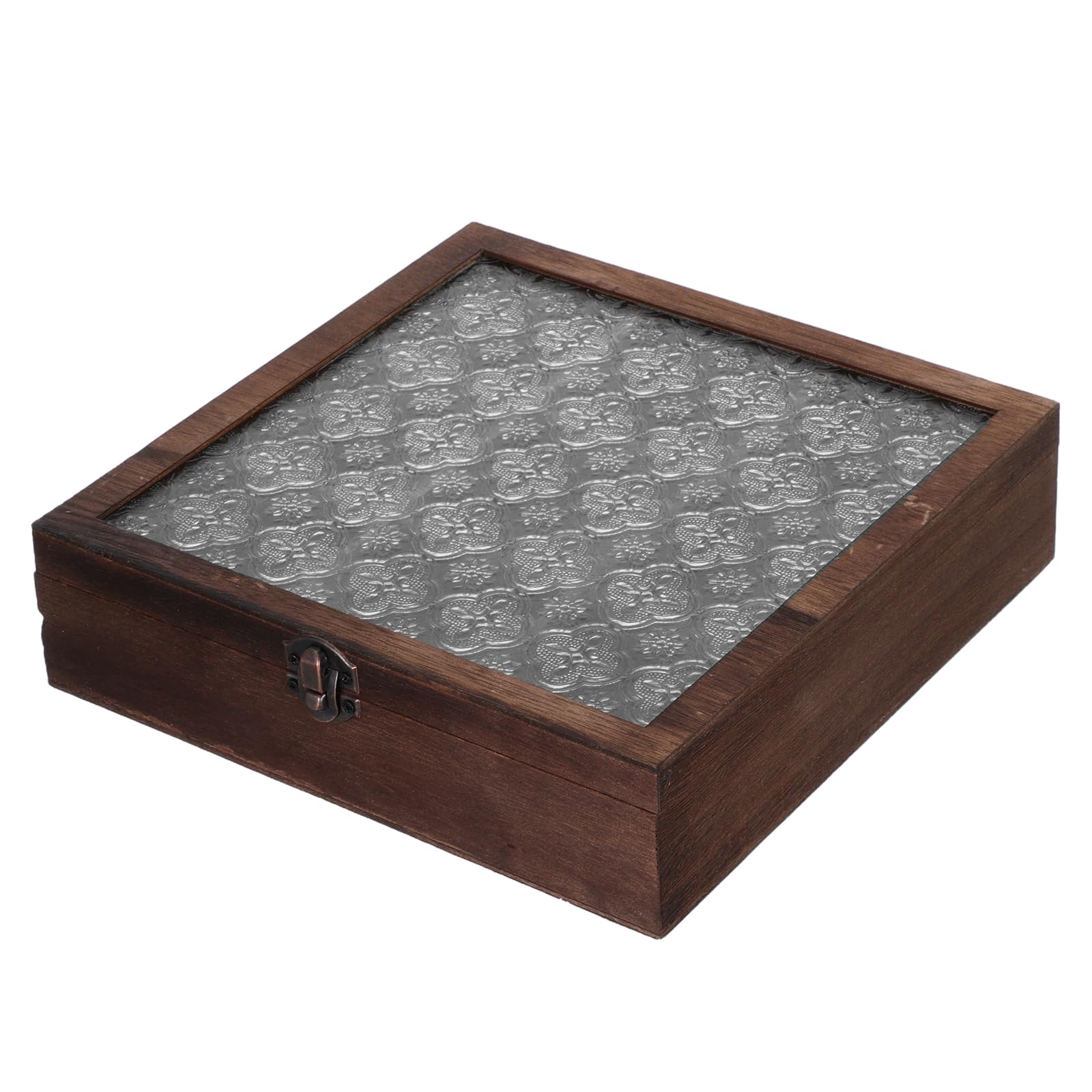NUOBESTY Organisateur de Sachets de Thé 12 Compartiments en Bois Noyer, Boîte à Thé Compartimentée 23 X 23 X 6 Cm, Rangement Compact Cuisine et Bureau avec Fenêtre D’accès Rapide