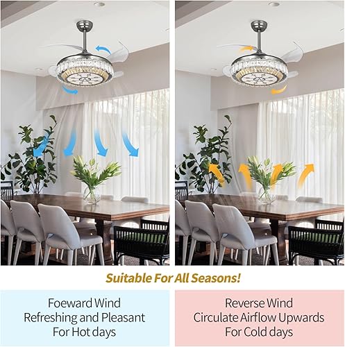 Miniatura 6 de Bombilla de ventilador sin aspas de 10 pulgadas E26, ventiladores de techo con luz regulable, 3 velocidades de viento, 3 luces remotas, montaje