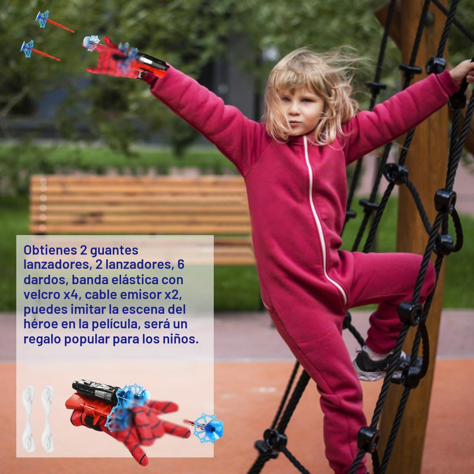 2 Set Juegos de Guantes de Lanzador, Lanza Telarañas Spiderm Juguetes, Guantes Niño Lanza Telarañas Launcher Glove, Juguetes Spiderm Regalo para Niños Guantes de Fiestas Cosplay