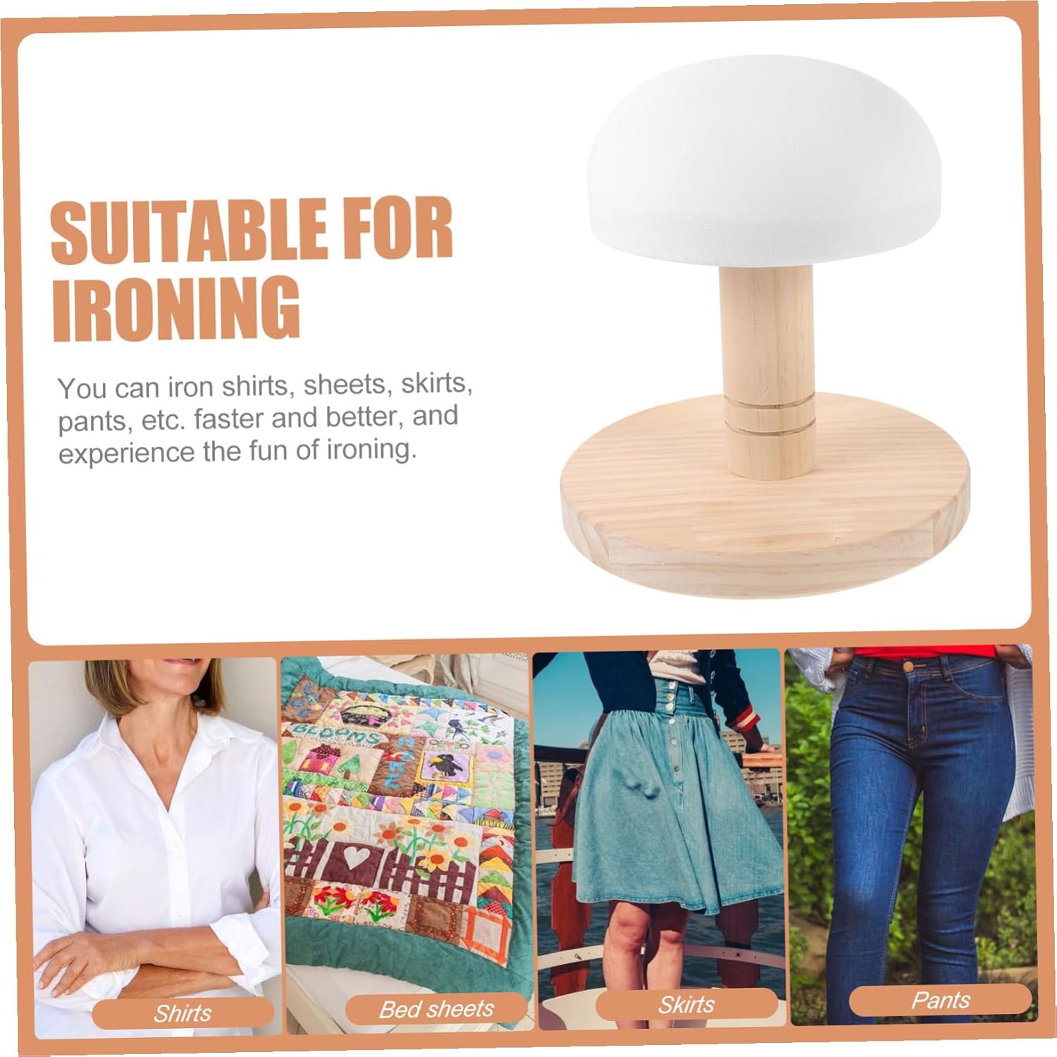 Small Practical Ironing Stool with Stable Bracket Compact Ironing Board for Clothes Shoulders Sleeves and Curved Areas Household Use Easy Storage and Material