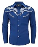 Men's Western Cowboy Shirt Embroidered Shirt Long Sleeve Casual Snap Button Shirt