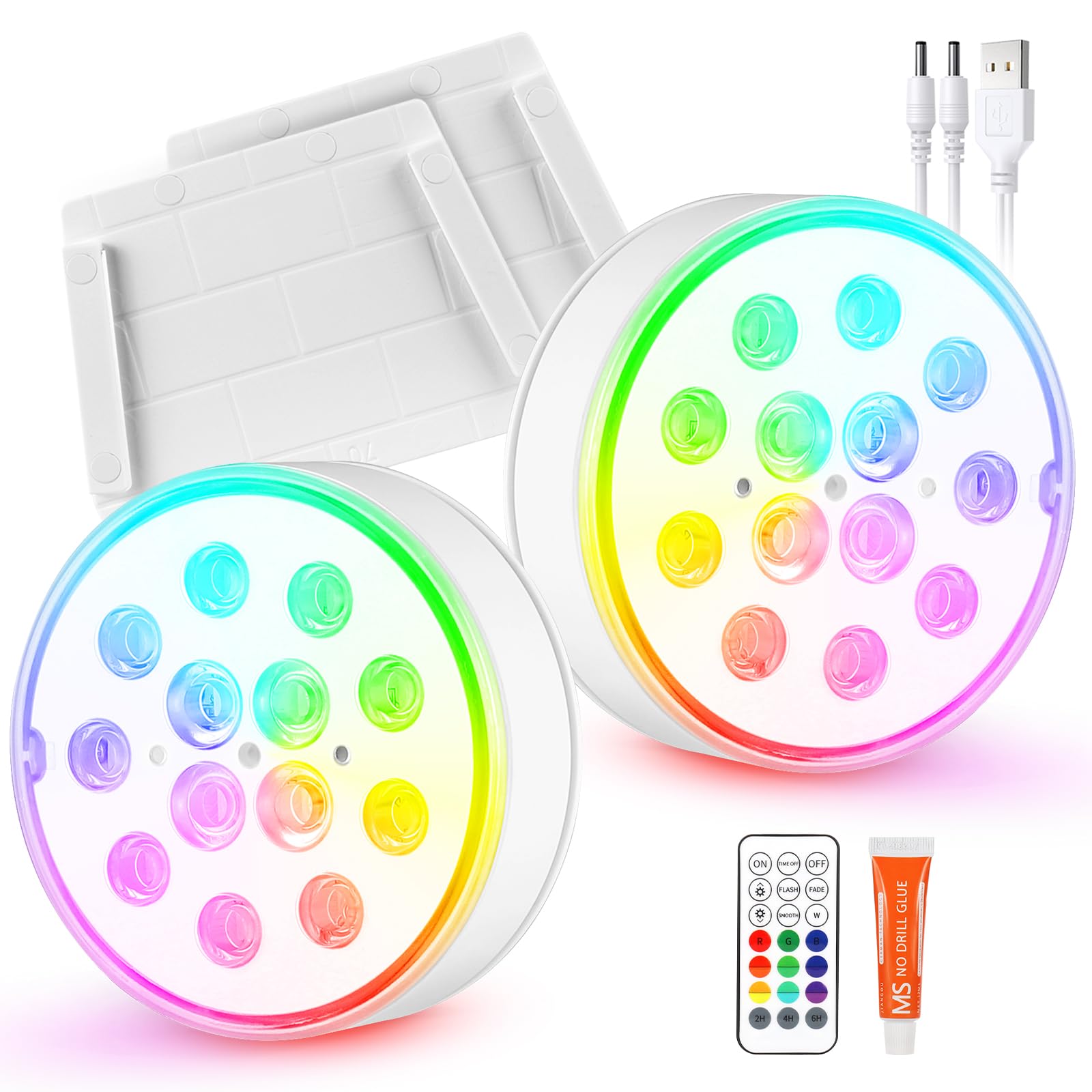 2 Pezzi Ricaricabile LED Sommergibili Luci Con Telecomando 13 LED Luci Piscina Impermeabile Luci Subacquee 16 Colori Luce LED Sommergibili Luce Piscina RGB IP68 Impermeabilità Adatta per Giardino Vas