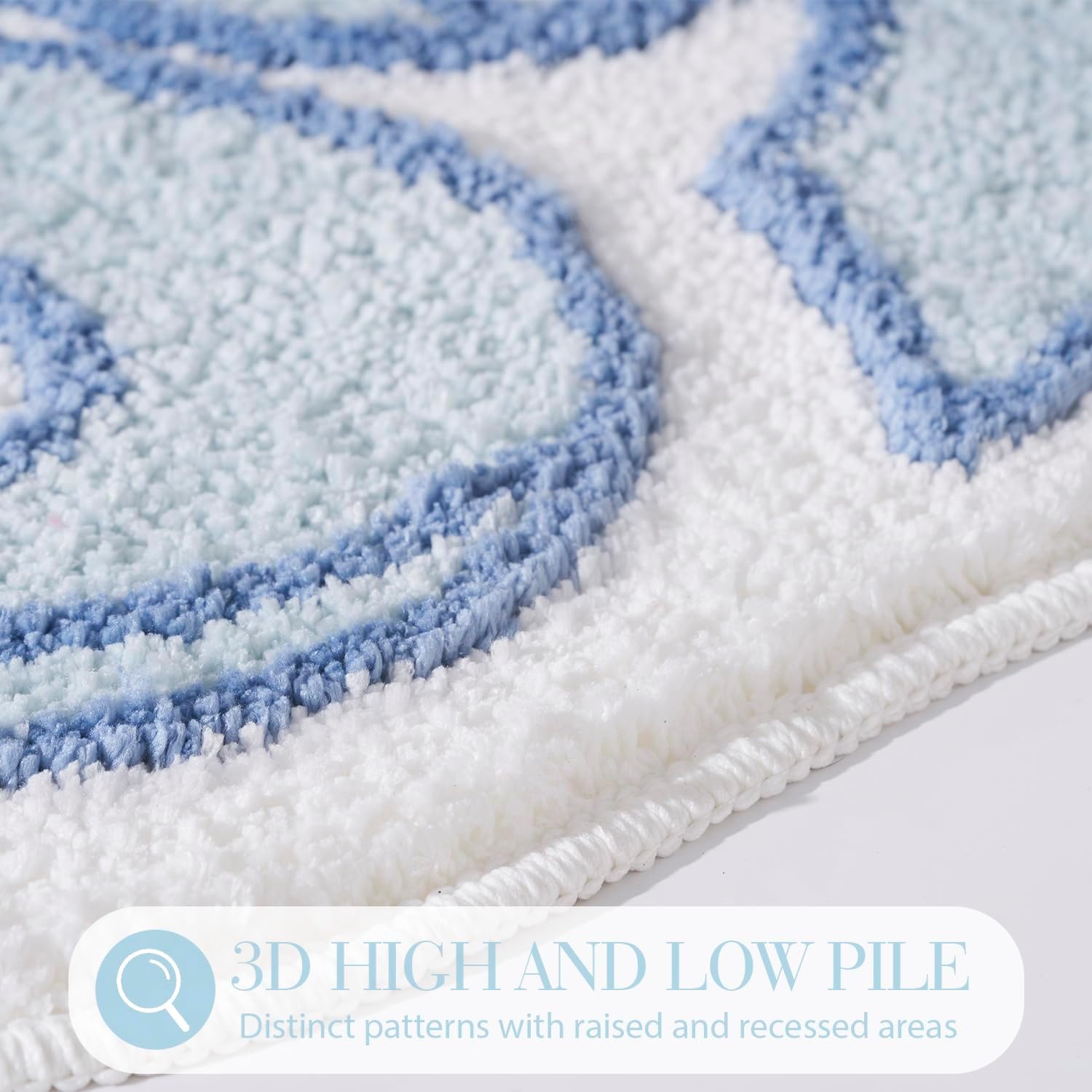 ELDONE Blue Bow Shaped Bathroom Rugs, Small Cute Bath Mat Non Slip, Microfiber Aesthetic Trendy Funky Fun Preppy Girly Rug, Coquette Bow Decor for Girls Kids Bedroom, Nursery Room, Vanity, 18" x 27"