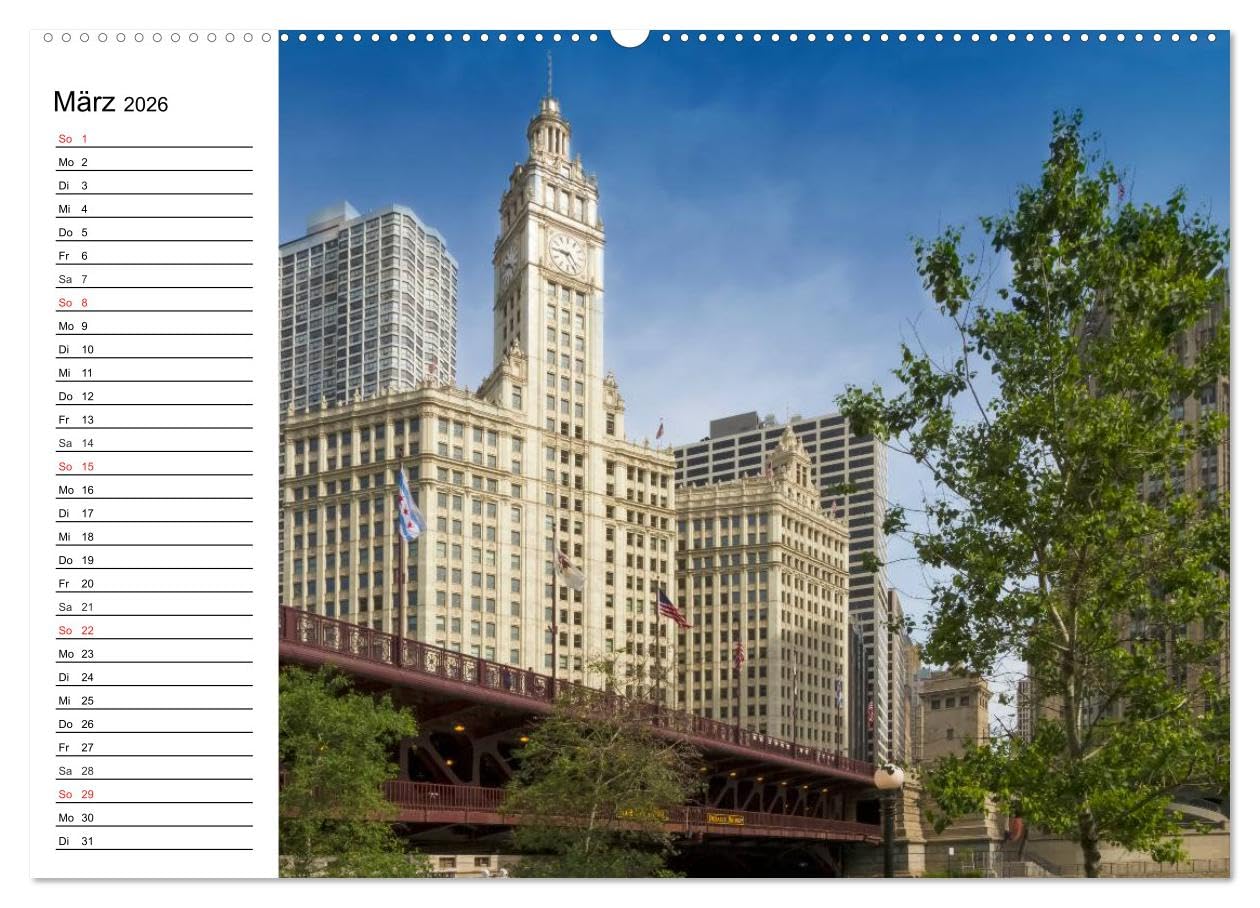 CHICAGO Stadtzentrum (Wandkalender 2026 DIN A2 quer), CALVENDO Monatskalender: Die markante US-Metropole