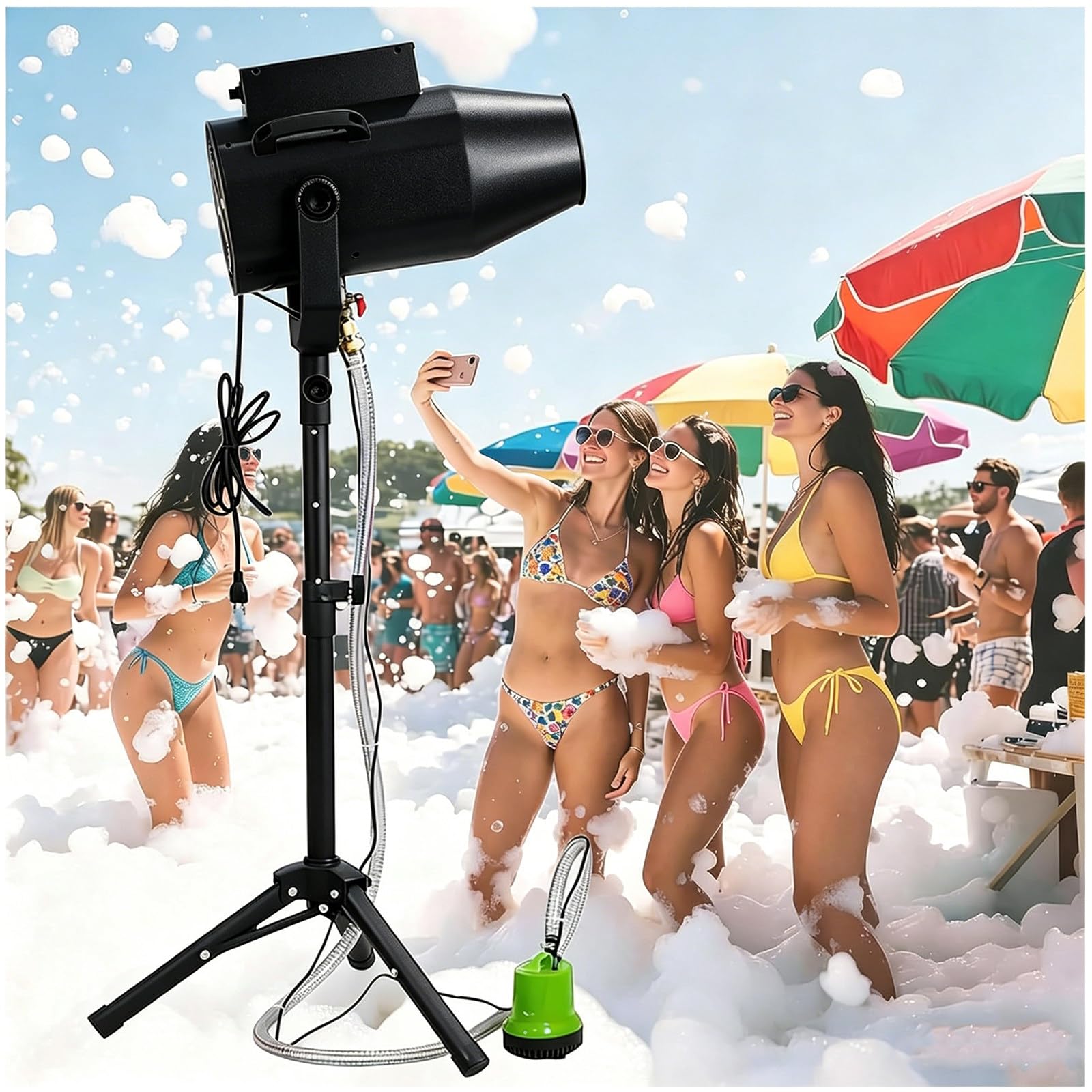 Eastnmythet Large Stage Foam Machine, 1000W Summer Foam Party Machine for Backyard, Pool, Outdoor Events, Birthdays, Celebrations & Party Black