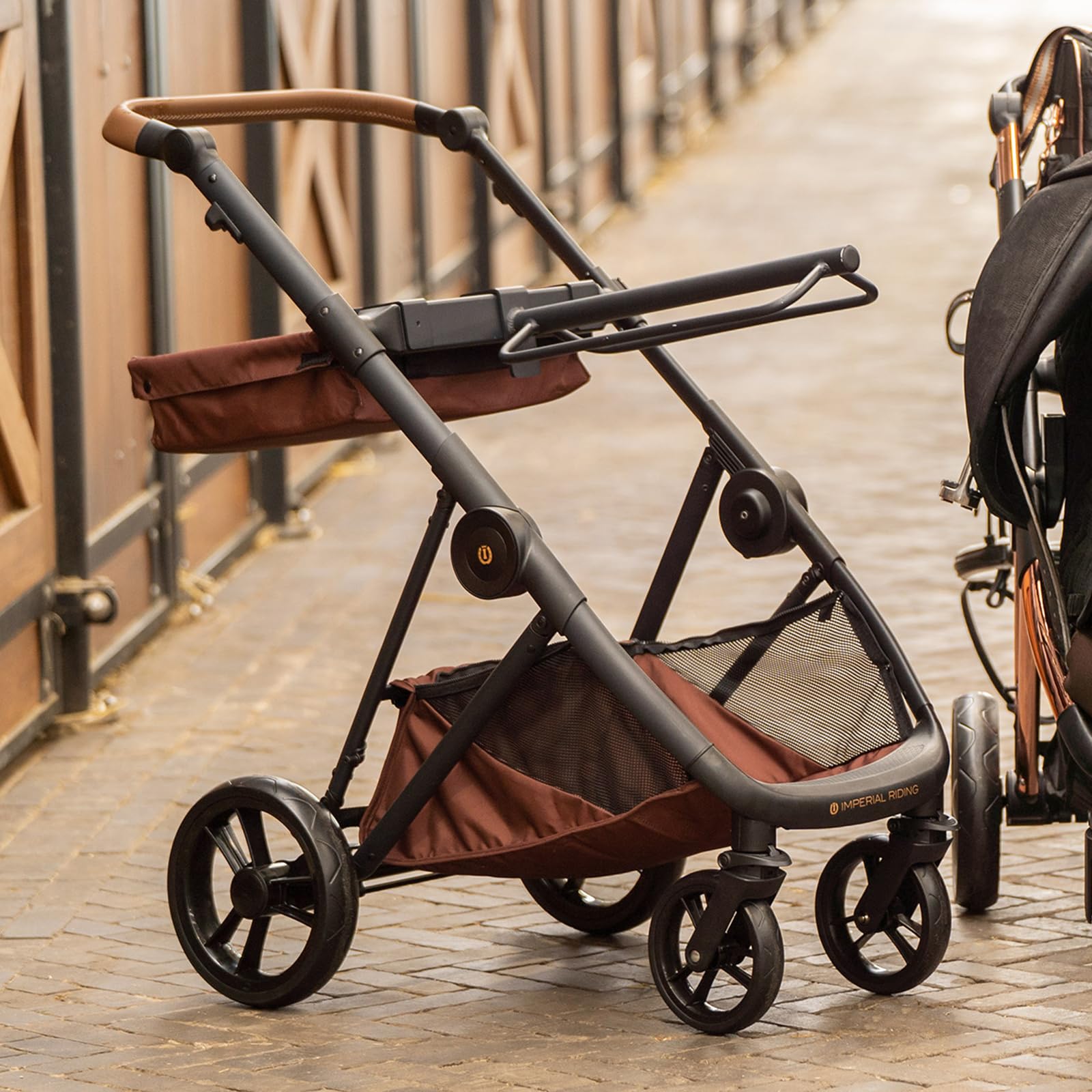 Imperial Riding IRH Carry Light Saddle Car, Saddle and Other Equipment, Folding Aluminium Saddle Caddy with Removable Saddle Holder, Storage Space & Wheels, Brake Function, Gunmetal Metallic