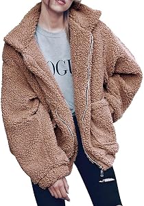 PRETTYGARDEN Women's Fashion Winter Coats Sherpa Fleece Faux Fur Shearling Oversized Trendy Jackets Warm Outerwear Clothing