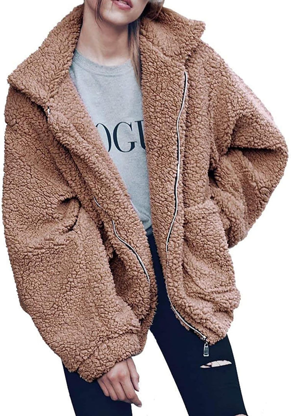 Oversized Sherpa Fleece Jacket Women's Winter Coats Outerwear