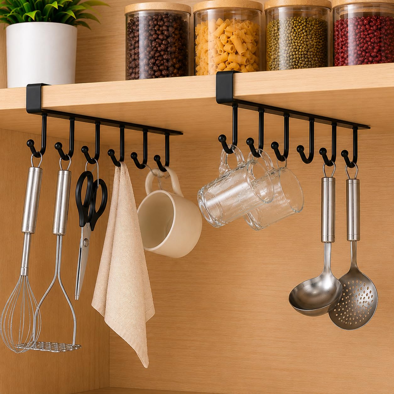Zollyss Multifunctional 6 Metal Door Organiser Hook Hanger Metal 6 Pin Nail Free Rack Wall Hanger (Multicolor Pack of 2)-image-40
