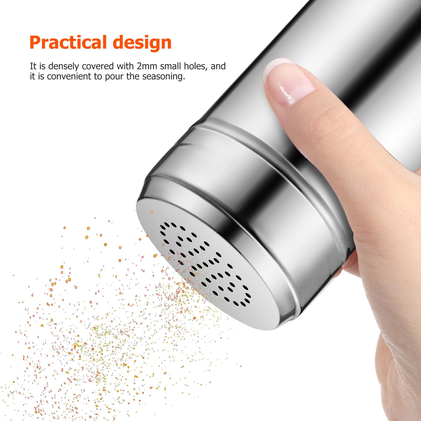 SEWACC Botella de Condimento de Acero Inoxidable para Picnic y Barbacoa al Aire Libre, Dispensador de Pimienta Fácil de Llenar en Color Plata