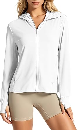 Cromoncent Womens UPF 50+ Sun Protection Hoodie Jacket Long Sleeve Cooling Shirts Hiking Outdoor with Thumb Holes