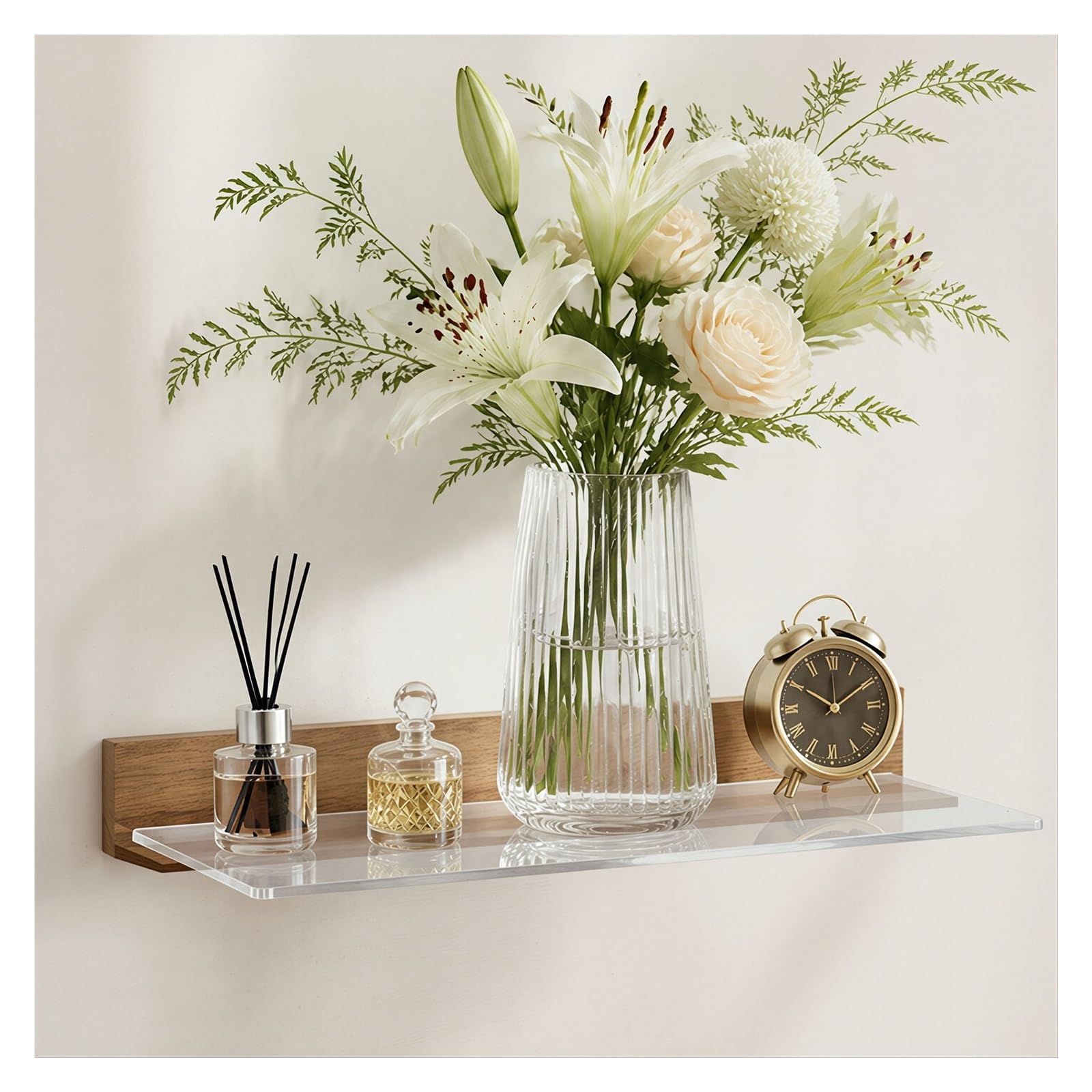 WAHHWF Extended Transparent Ledge Shelf for Floating Shelf Display