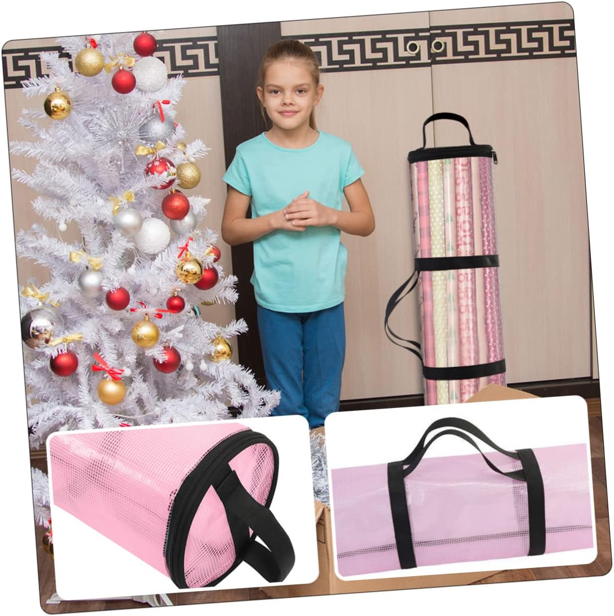 FOMIYES 5pcs Multi-use Christmas Pouch Transparent Cylindrical Storage Bag Versatile Wrapping Organizer for Candies Toys and Party Supplies Reusable Packing