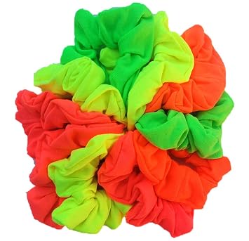 Cotton Scrunchie Set, Set of 10 Soft Cotton Scrunchies Neon Colors