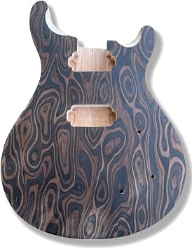Yinfente Electric Guitar Body Unfinished Solid Wood HH Pickup Flame Maple Veneer Guitar Replacement DIY mahogany