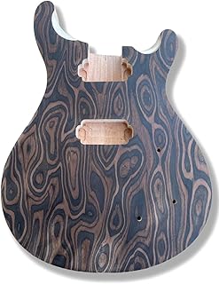 Yinfente Electric Guitar Body Unfinished Solid Wood HH Pickup Flame Maple Veneer Guitar Replacement DIY (mahogany)