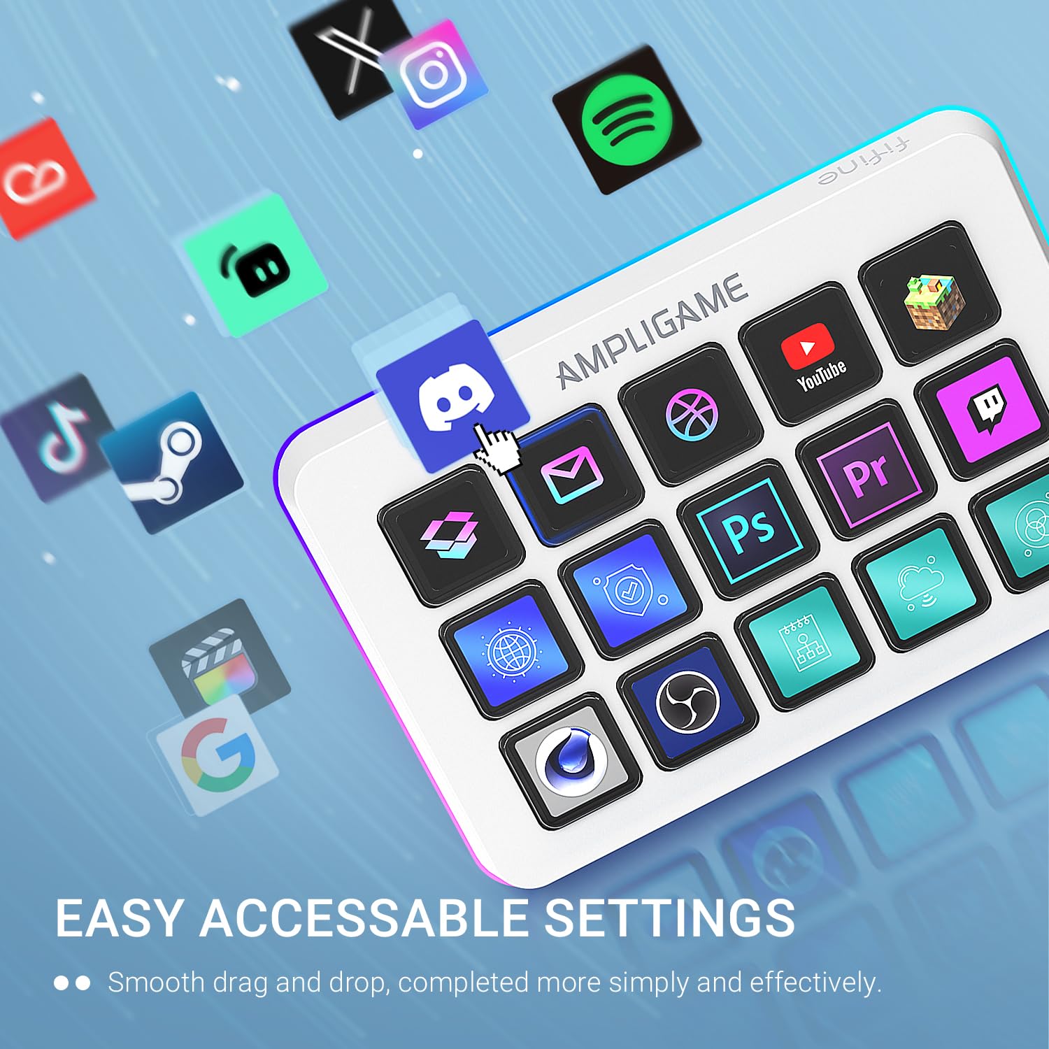 Fifine AmpliGame Stream Controller with 15 Macro Keys, Streaming Keyboard with Trigger Actions in OBS/Twitch/YouTube/Streamlabs, Shortcut Buttons Keypad Works with Mac and PC-D6