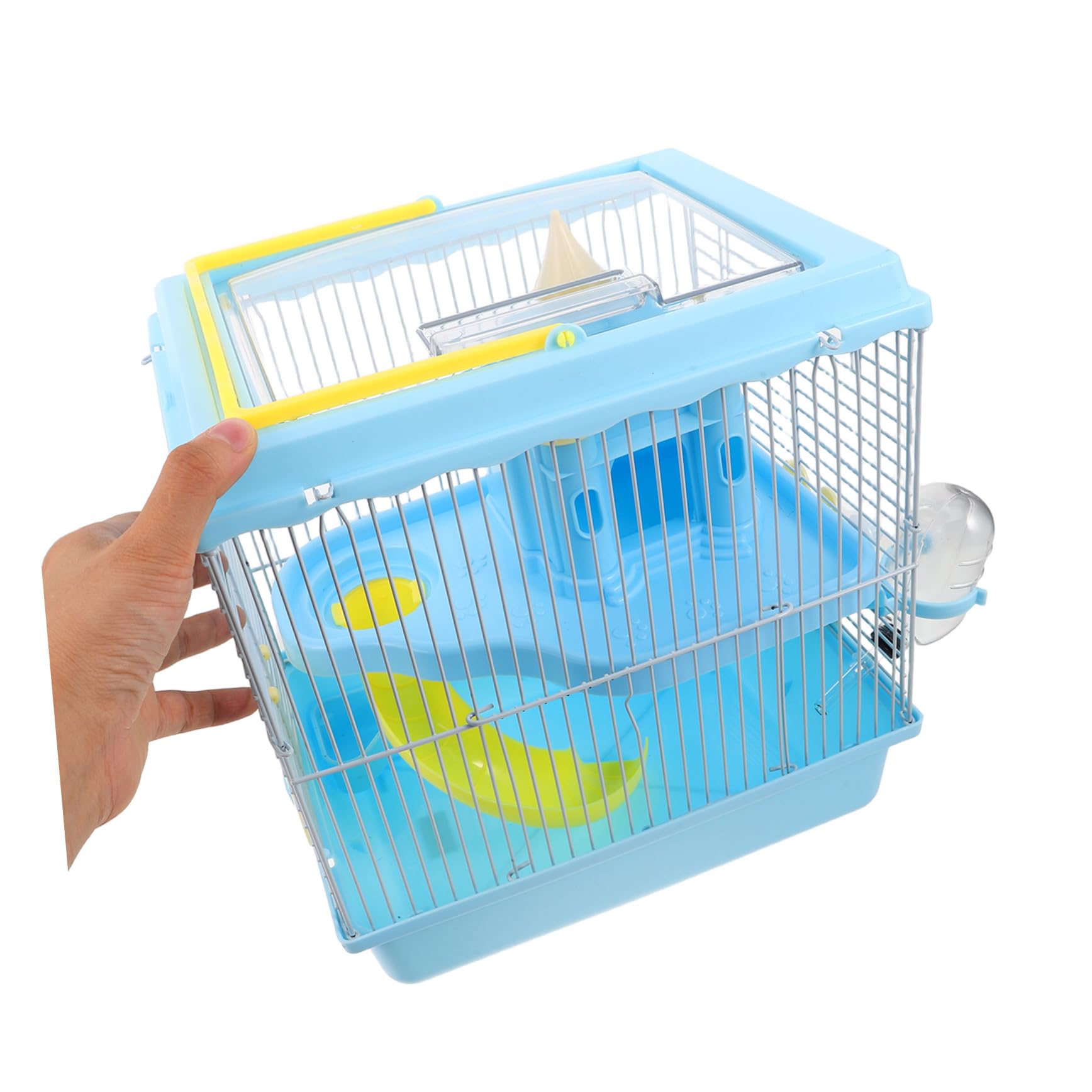 iplusmile Jaula Transparente para Hámsters Enanos con Diseño de Dos Casa Castillo Rueda de Ejercicio Comedero y Bebedero Transportín Portátil para Pequeños Roedores