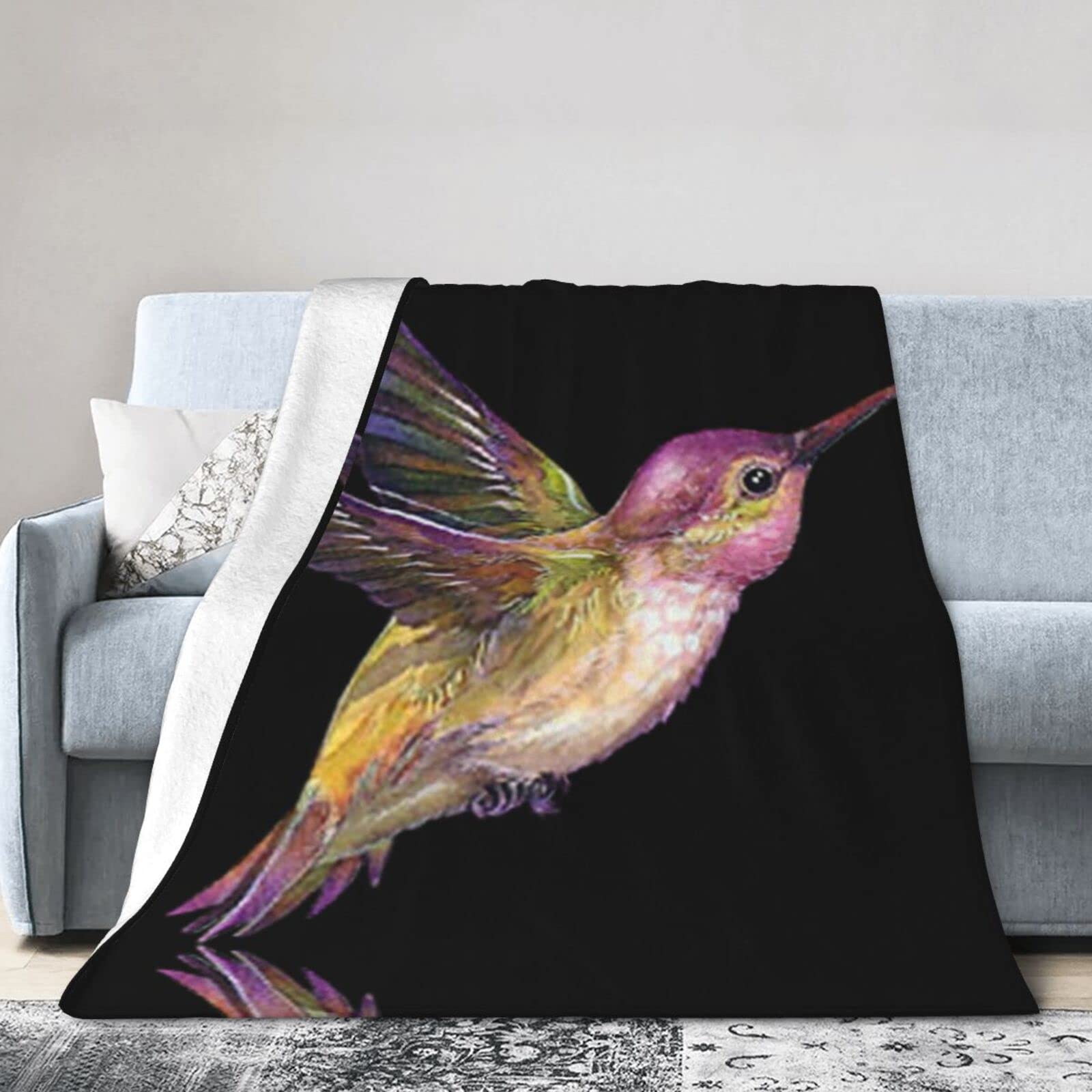 Coperta In Flanella REETOOK Con Colibrì E Fiori – Morbida E Decorativa, 101x127 Cm, Regalo Donna - 5