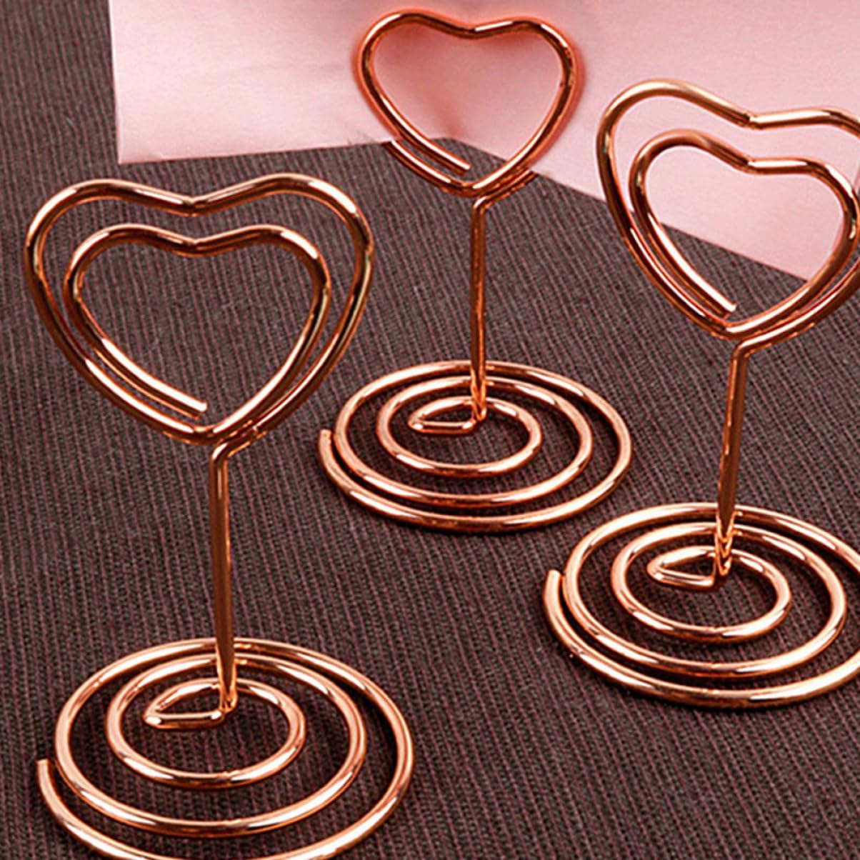12pcs Heart Shaped Photo Clip Holders Metal Table Card Stands for Wedding Party Seating Arrangement
