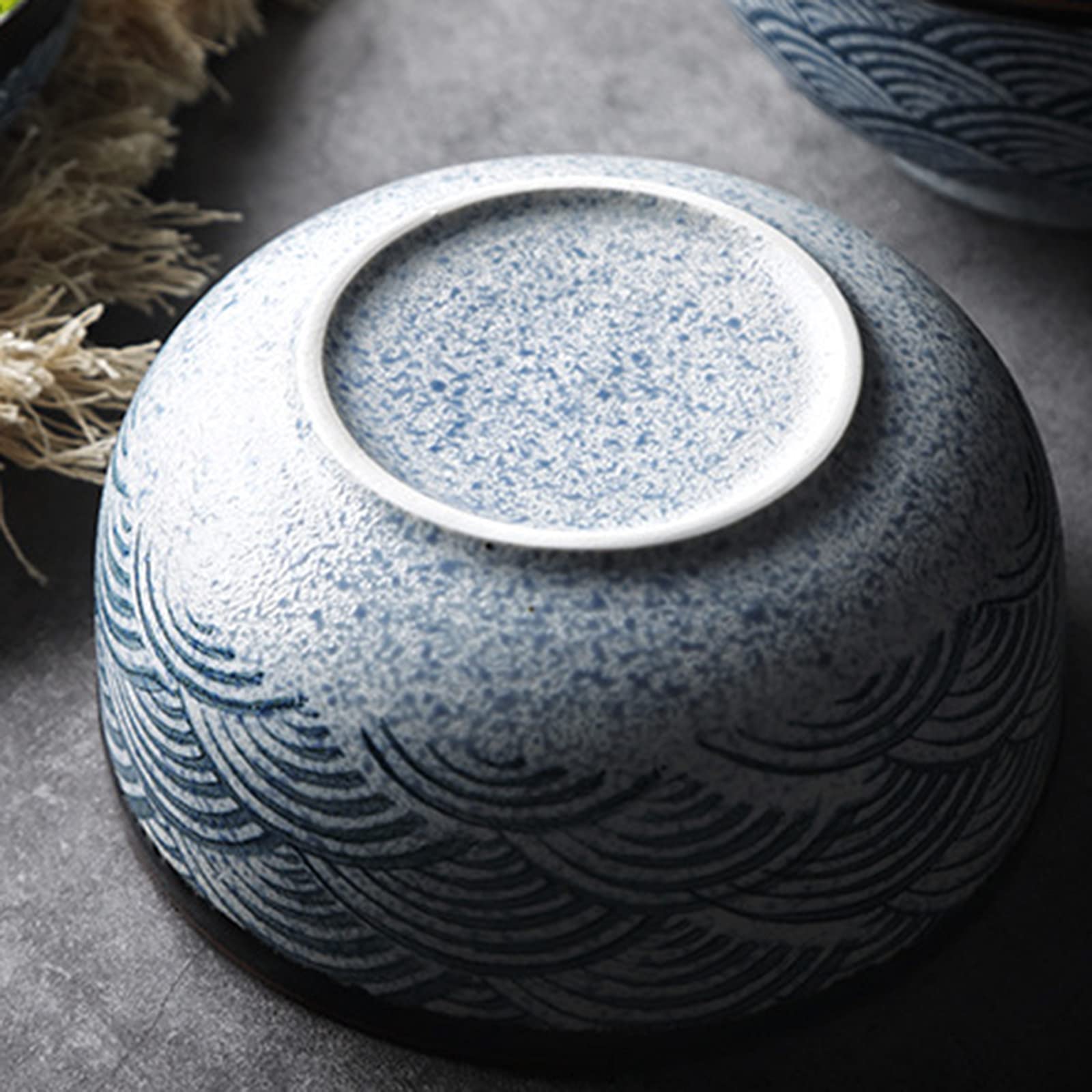 tazas de ramen, conjuntos de tazas de pasta, Cuenco grande de cerámica for fideos/sopa con ondas marinas, utilizado en sopas, cereales, arroz, fideos udon, fideos asiáticos, azul, 960 ml ( Color : Blu