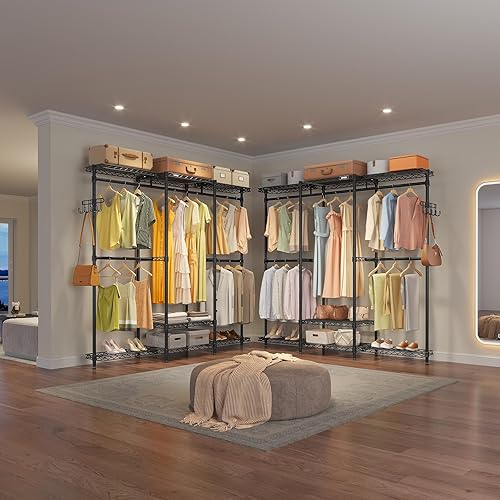 Miniatura 7 de VIPEK V3 Nano Perchero con 4 semirestantes y 3 estantes estándar, perchero para colgar ropa, sistema de armario independiente, armario de metal