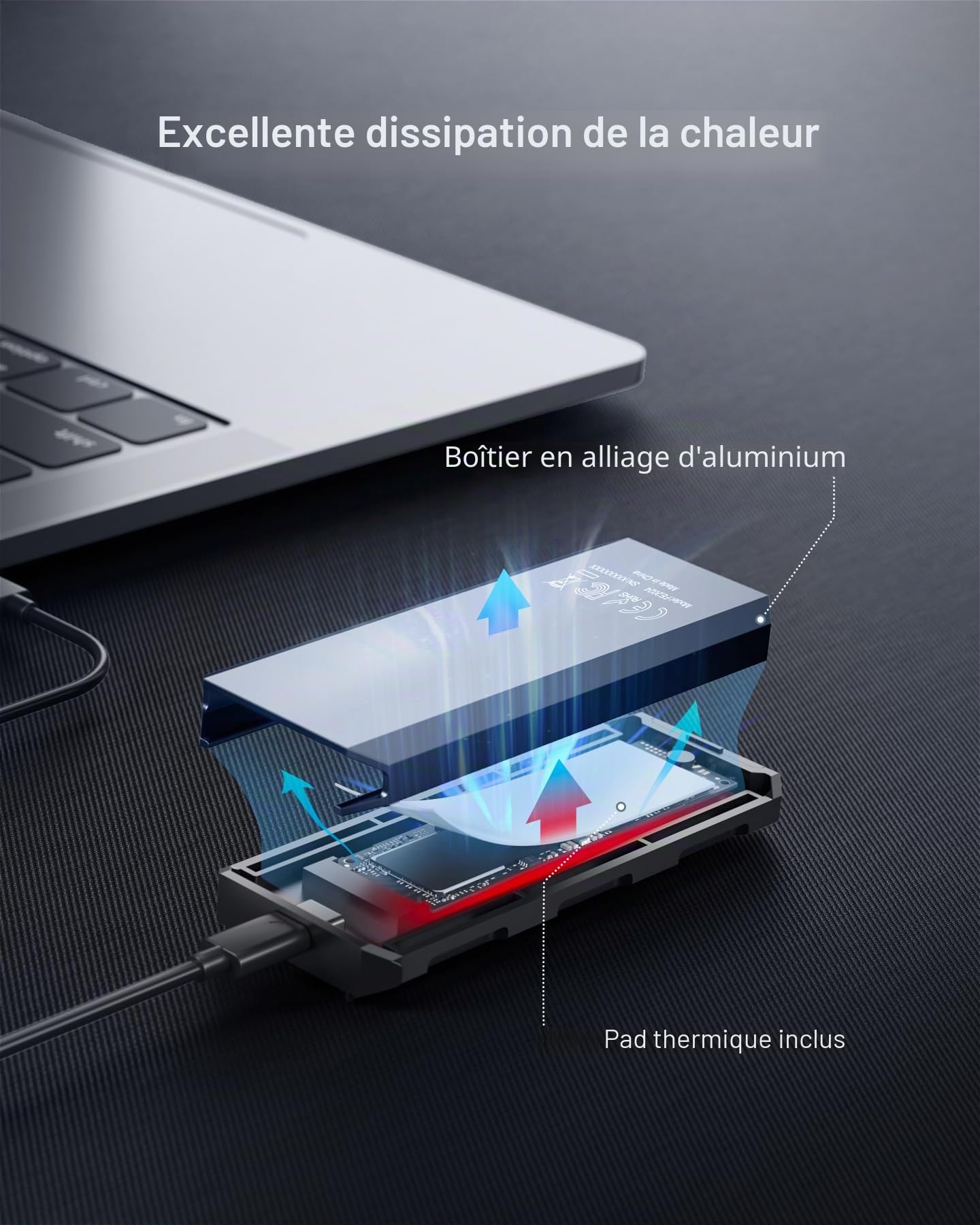 Inateck Boîtier SSD M.2 NVMe SATA avec RGB, USB 3.2 Gen 2 (10 Gbps) Prise en Charge UASP Trim pour NVME/SATA SSDs 2242/2260/2280(M/M&B Key), Installation sans Outil (Jusqu'à 4TB), FE2024