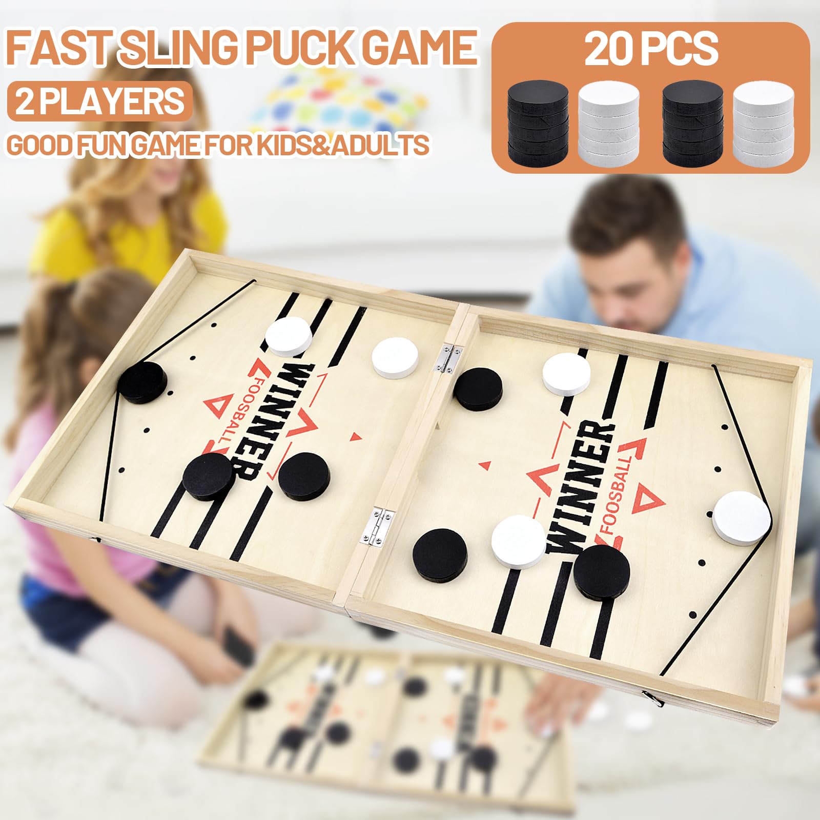 Fast Sling Puck Game, Portable Table Hockey Board Games for Adults Tabletop Slingshot Games Toys - Image 3