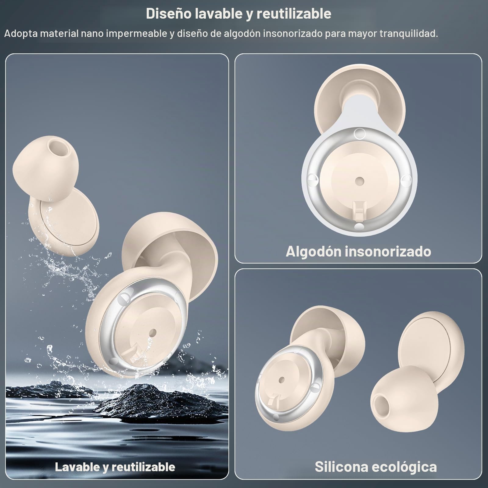 Tapones ajustables – 3 modos, Tapones Oidos Ruido Dormir, 17-35dB Tapones para los oídos para estudiar, concentrarse, viajar y asistir a conciertos con7 pares reutilizables Tapones una/doble capa