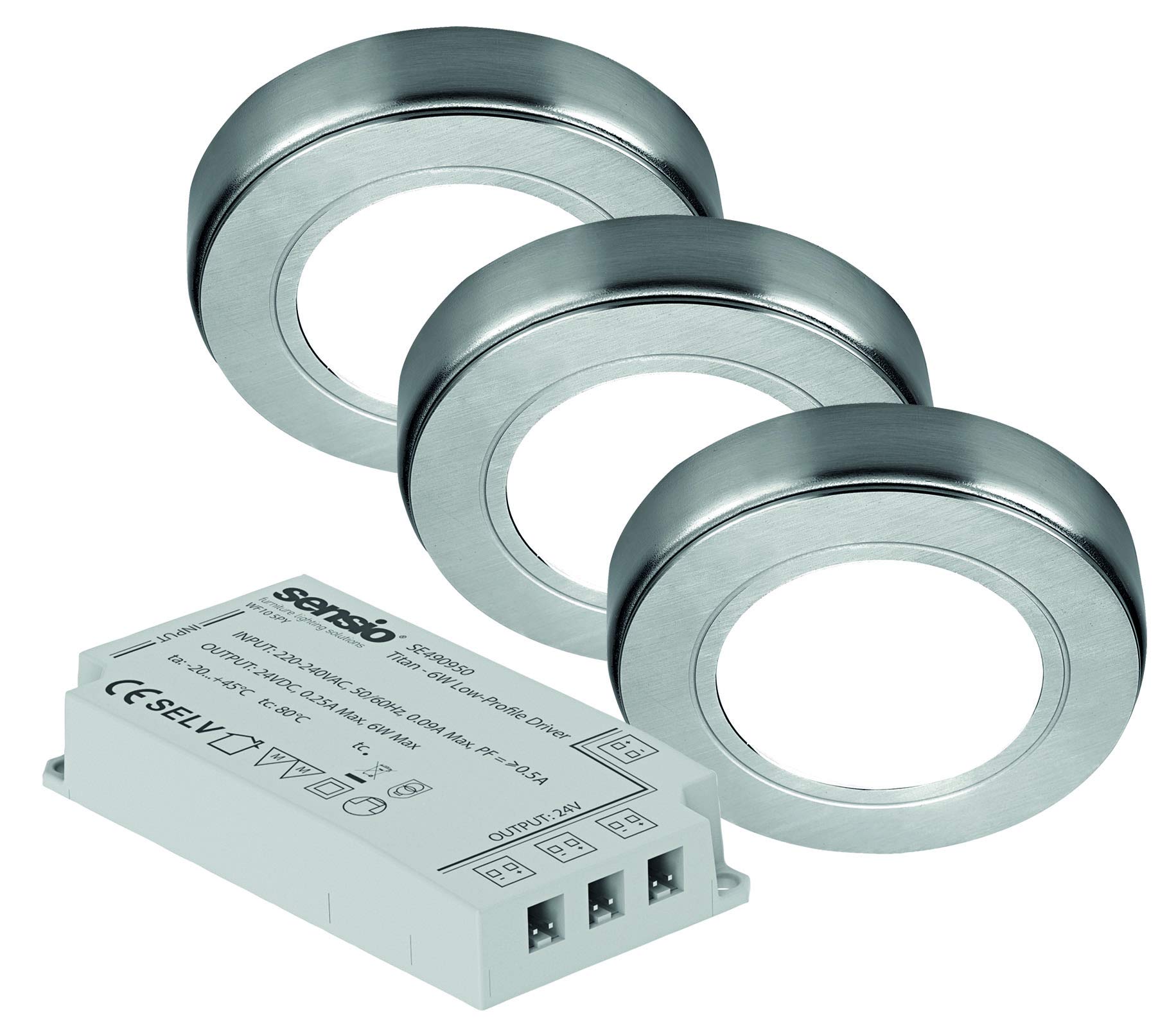 Sensio Hype Stainless Steel Effect Mains-Powered Led Variable White Under Cabinet Light Ip20 (L)65mm (W)65mmPack Of 3 from B&Q