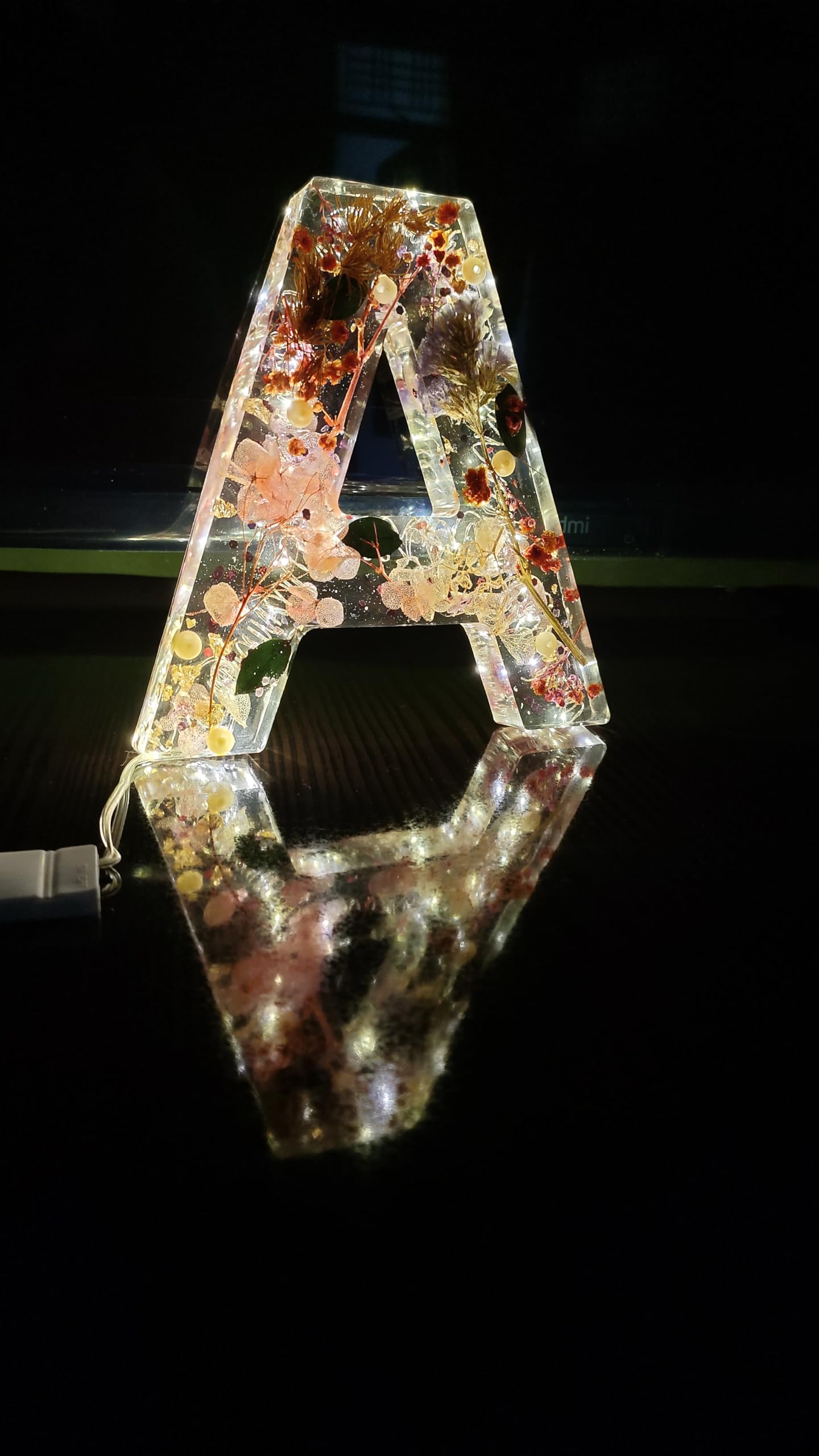 Large 6.2-Inch Epoxy Resin Letter A with inbuilt Lightning - Ideal for Garden, Living Room, and Kids' Room Decor 4