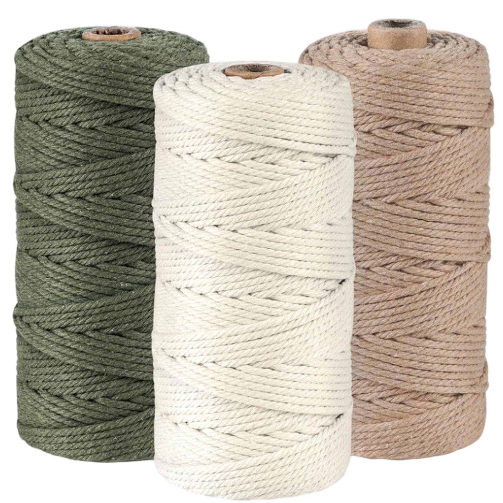 YWLUUOO 3Rolls Colorful Cotton Yarn 3mm 100m Colorful Cotton Cord Twisted String Cord for Wall Hanging Plant Hangers Natural Rope