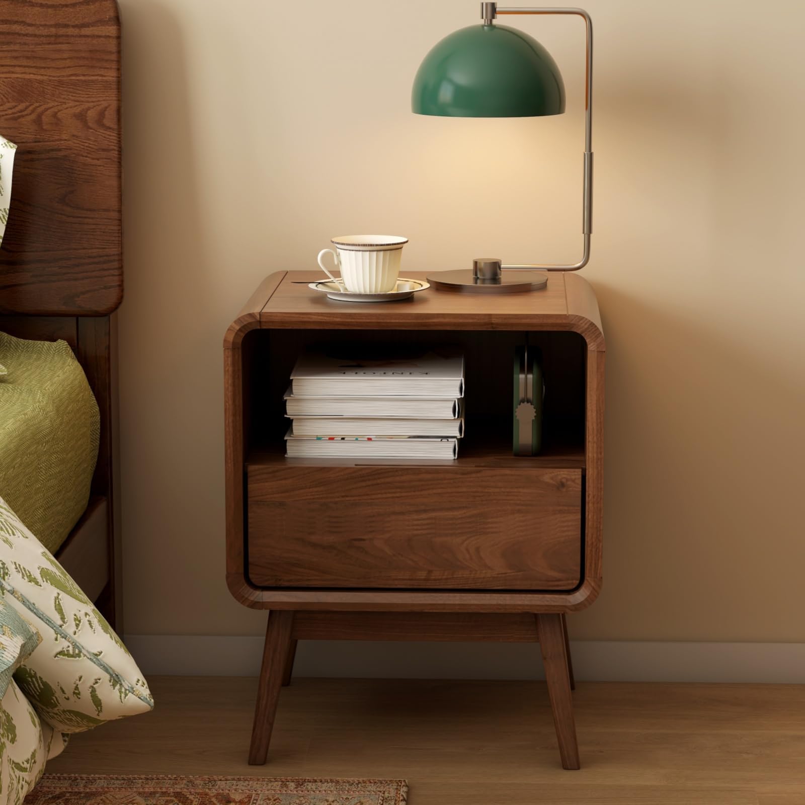 Solid Wood Walnut Nightstand