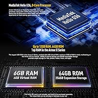 Vista 3 de Ulefone Armor X13 12GB+64GB Smartphone resistente desbloqueado, MTK Helio G36 Android 14, cámara de visión nocturna de 50 MP+24 MP, 6.52 pulgadas