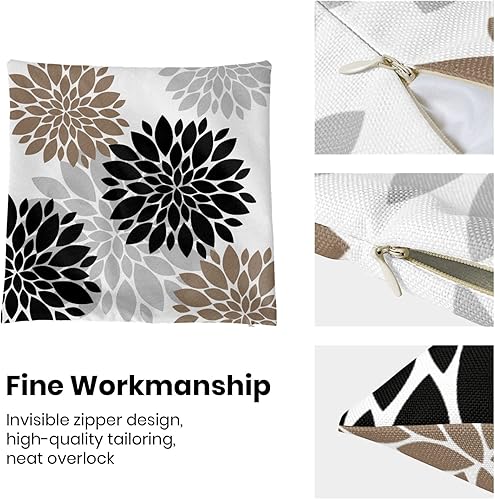 Miniatura 6 de BETGINY 2 fundas de almohada negras y marrones de 18 x 18 pulgadas, almohadas decorativas de dalia geométrica moderna para sofá, flores de verano