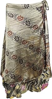 Womens Magic Beach Wrap Skirt Silk Sari Reversible Bohemian Cruise Dress OneSize Grey