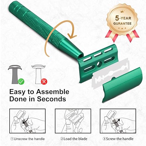 Miniatura 67 de Maquinilla de afeitar de seguridad de doble filo con soporte, maquinilla de afeitar de una sola hoja para hombres y mujeres, maquinilla de afeitar